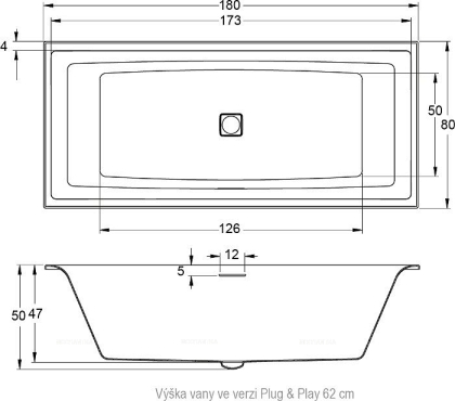 Акриловая ванна Riho Still Square 180x80 см R Plug&Play - 3 изображение