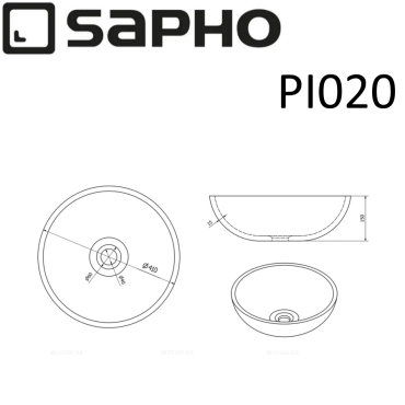 Раковина-чаша 41 см Sapho Priori PI020 серый / синий - 7 изображение