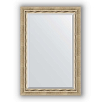 Зеркало в багетной раме Evoform Exclusive BY 1172 63 x 93 см, состаренное серебро с плетением