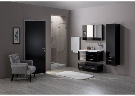 Комплект мебели для ванной Aquanet Верона 100 черный подвесной 2 ящика - 10 изображение