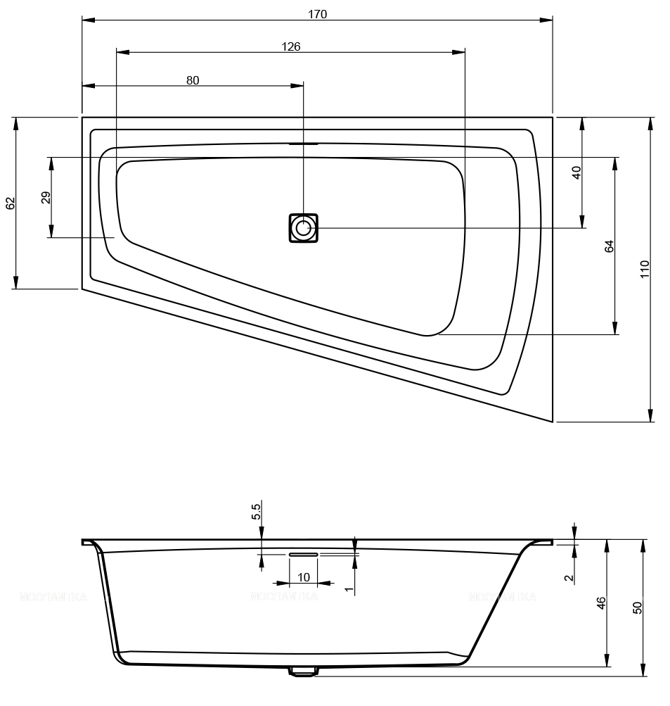 Акриловая ванна Riho Still Smart 170x110 L BR04C0500000000 - изображение 3