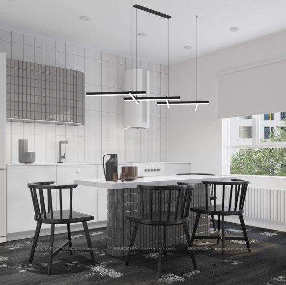 Дизайн Кухня-гостиная в стиле Современный в белом цвете №12999 - 2 изображение