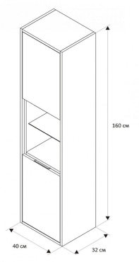 Шкаф-пенал Excellent Tuto 40 см (черный матовый/дуб), MLEX.0201.400.BKBL - 3 изображение