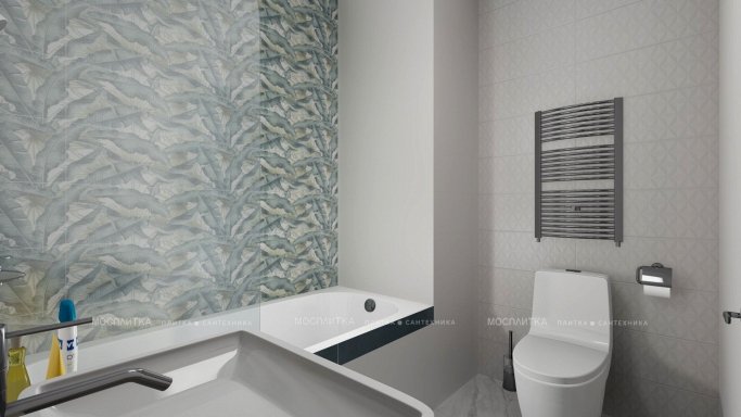 Дизайн Ванная в стиле Арт-деко в белом цвете №11635 - 4 изображение