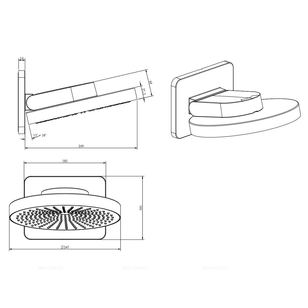 Верхний душ Vincea Inspire VSHD-3I1CGM вороненая сталь - изображение 2