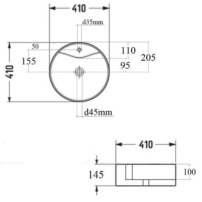 Рукомойник Bond Circle 41 см S03-410 белый глянец - изображение 9