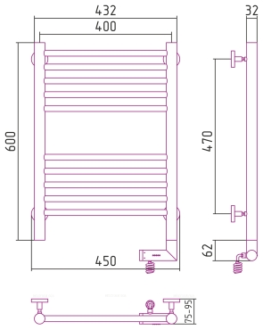 Полотенцесушитель электрический Сунержа Богема 2.0 60х40 см 00-5205-6040 без покрытия - 4 изображение