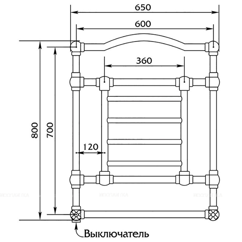 Полотенцесушитель электрический Migliore Edward DX ML.EDW-EL.501, 60 x 80 см, бронза, провод справа - изображение 2