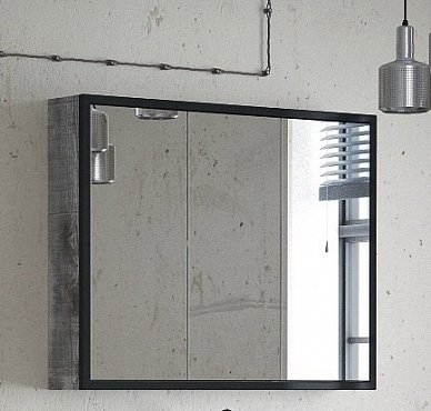 Зеркальный шкаф Corozo Айрон 90, черный/антик