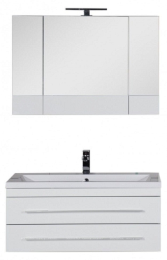 Комплект мебели для ванной Aquanet Верона 90 белый подвесной 2 ящика - 2 изображение
