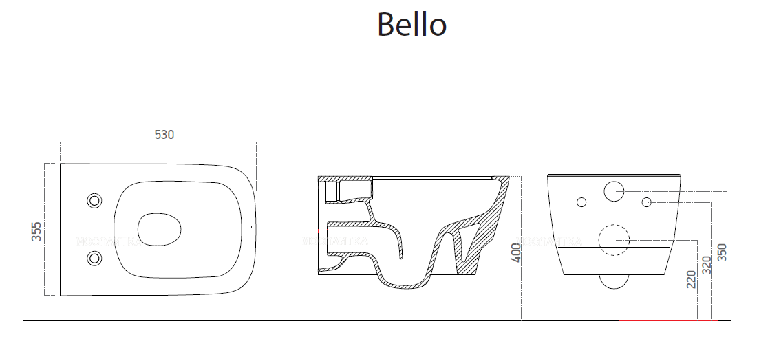 Унитаз подвесной безободковый Boheme Bello 971-2-W с функцией биде, белый глянец - изображение 6