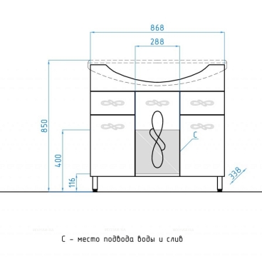 Тумба с раковиной Style Line Венеция 90 ЛС-00000260, белая - 10 изображение