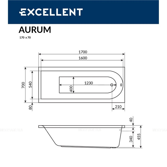 Акриловая ванна Excellent Actima Aurum 170х70 см WAEX.AUR17WH белая - изображение 3