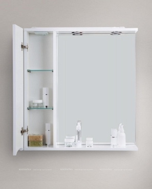 Зеркальный шкаф BelBagno Marino 60 х 75 см, с LED-подсветкой, Bianco Lucido - белый глянец - 4 изображение
