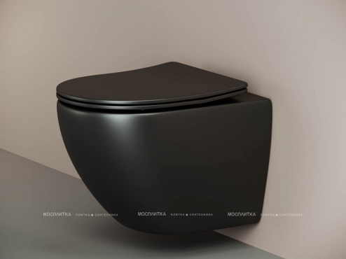 Комплект подвесной безободковый унитаз Ceramica Nova Metropol Rimless с крышкой-сиденьем CN4002MB, черный матовый + инсталляция Geberit Duofix Sigma Plattenbau 111.362.00.5 - 2 изображение