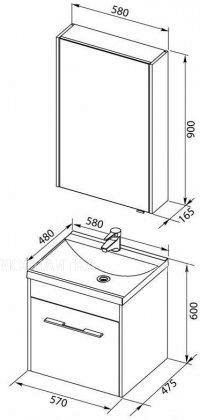 Комплект мебели для ванной Aquanet Августа 58 белый - изображение 8