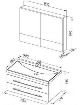 Комплект мебели для ванной Aquanet Верона 90 белый подвесной 2 ящика - 8 изображение