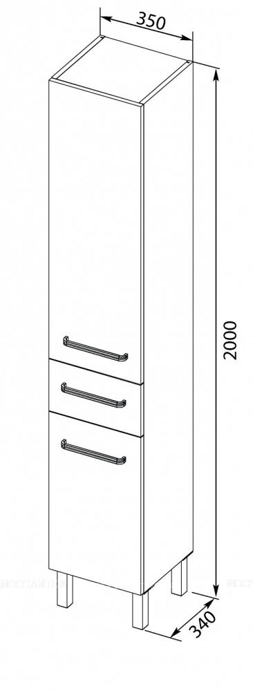 Шкаф-пенал Aquanet Сиена 35 напольный, дверцы, ящик, черный - изображение 2