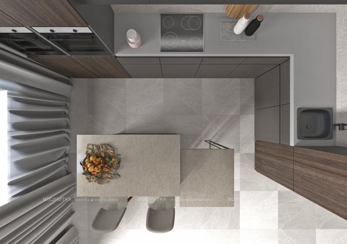 Дизайн Кухня в стиле Современный в сером цвете №12790 - 2 изображение