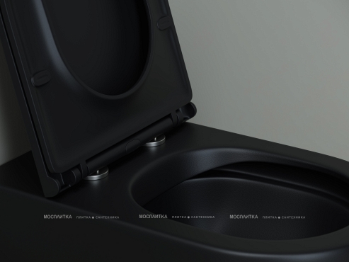 Унитаз приставной безободковый Ceramica Nova Metropol Rimless CN4004MB с крышкой-сиденьем микролифт, черный матовый - 7 изображение