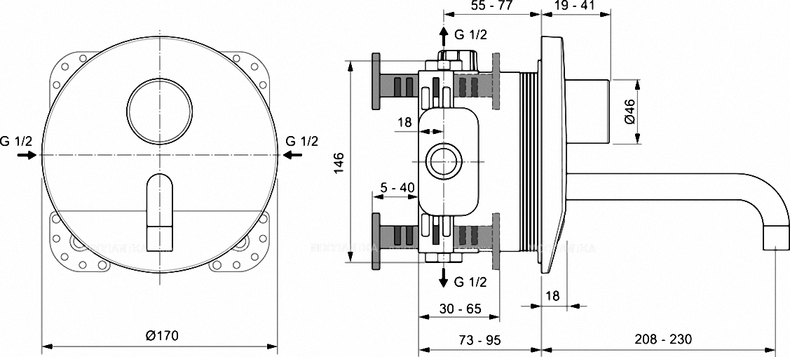 Смеситель для раковины встраиваемый со смешиванием Ideal Standard CERAPLUS A6154AA - изображение 2