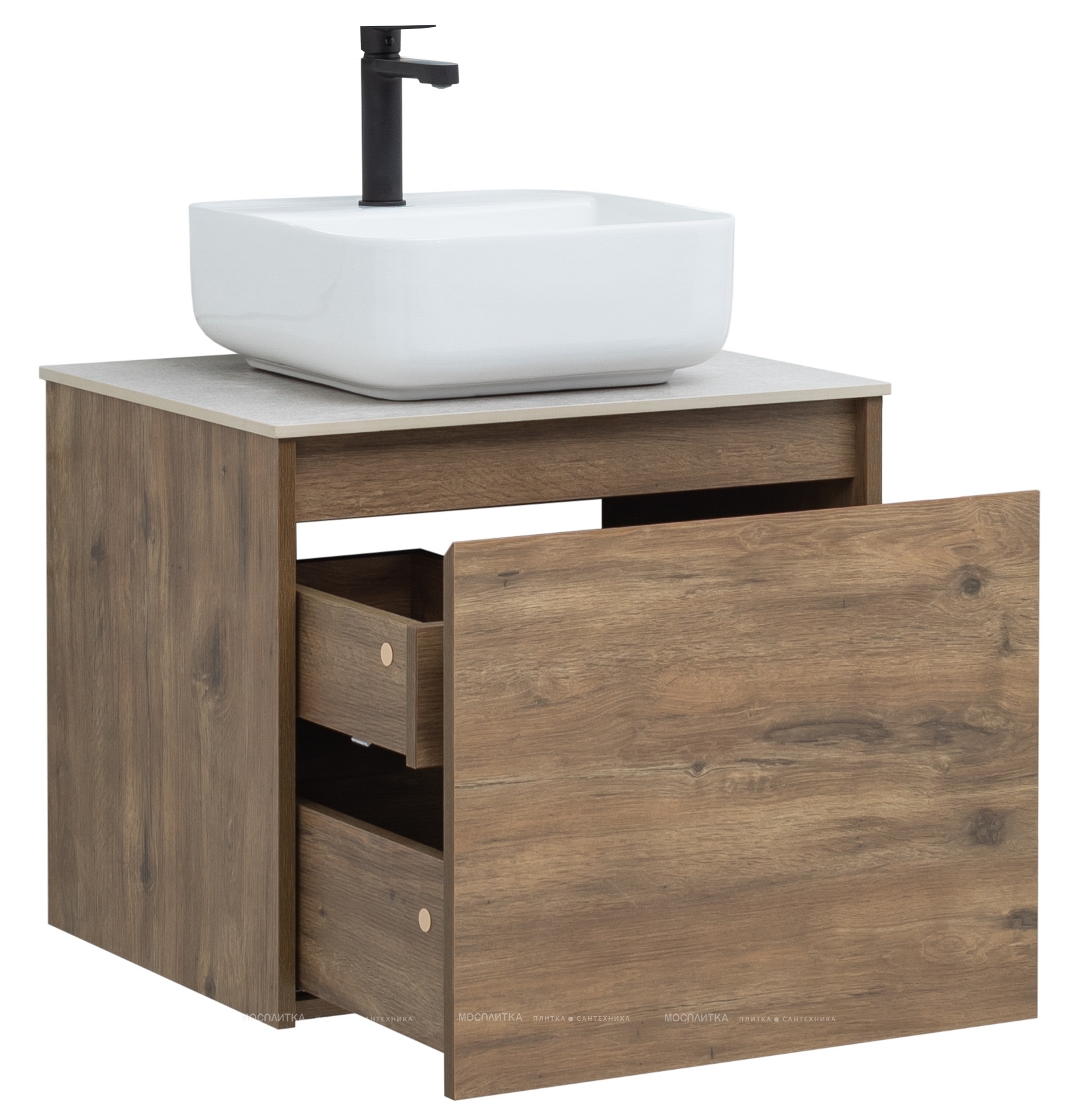 Комплект мебели для ванны Aquanet Nova Lite 60 см 249511, 1 ящик, коричневый - изображение 4