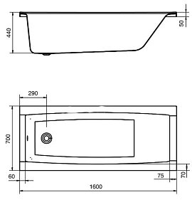 Акриловая ванна Santek Санторини 160х70 см