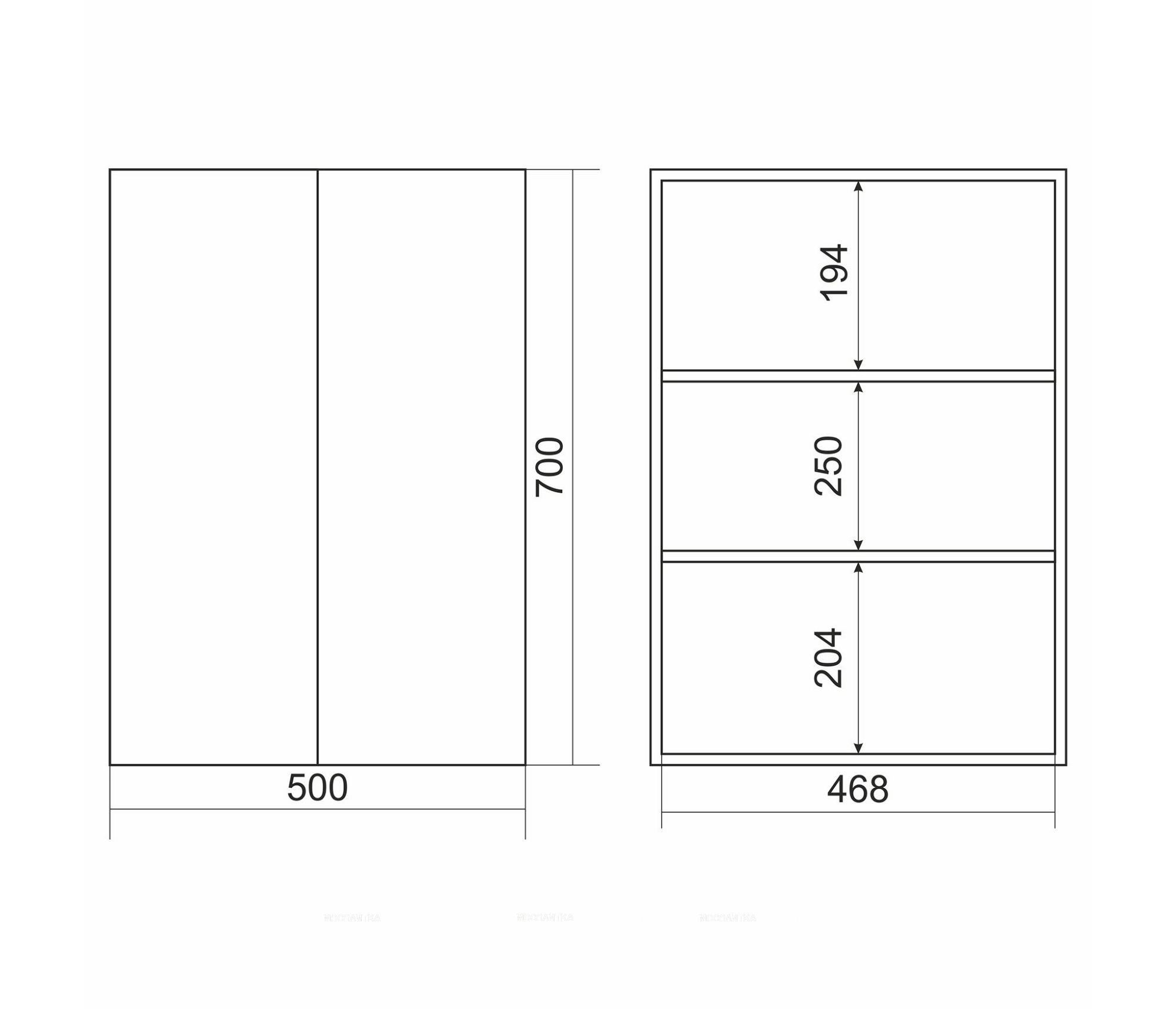 Шкаф навесной без подсветки Mixline Универсал-50 506673 - изображение 3