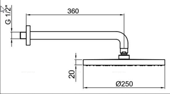 Верхний душ Webert Comfort AC0398015 PVC 25 cм, с кронштейном, хром - 2 изображение