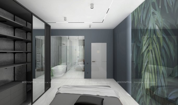 Дизайн Спальня в стиле Лофт в сером цвете №13017 - 4 изображение