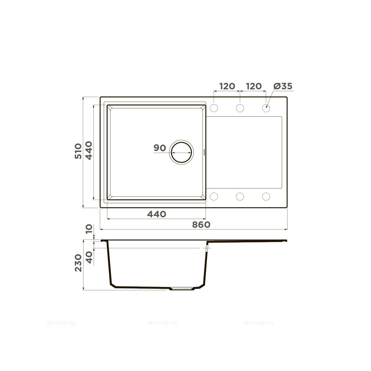 Кухонная мойка Omoikiri Daisen 86-GR leningrad grey, 4993698 - изображение 2