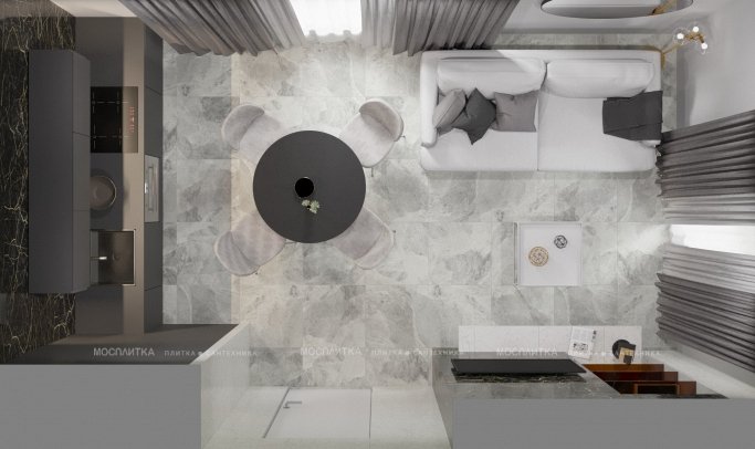 Дизайн Кухня-гостиная в стиле Современный в белом цвете №13167 - 2 изображение