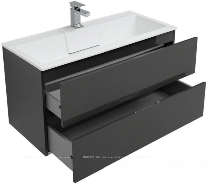 Комплект мебели для ванной Aquanet Алвита 100 серый антрацит - 9 изображение