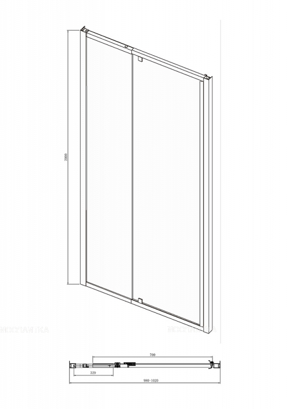 Душевая дверь в нишу 1000х2000 мм Bravat Alfa BD100.4112A - изображение 4