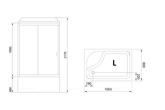 Душевая кабина Royal Bath 8100BP6-BTчерное/прозрачное левая - 2 изображение