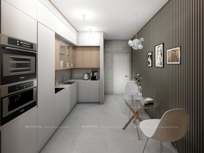 Дизайн Кухня в стиле Современный в бежевом цвете №12850 - 4 изображение