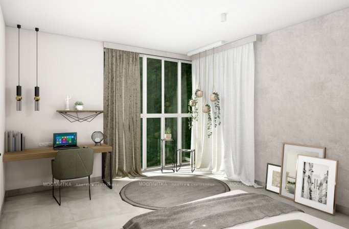 Дизайн Спальня в стиле Минимализм в бежевом цвете №12958 - 6 изображение