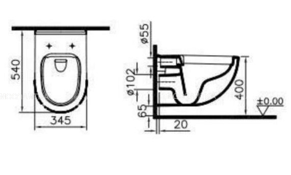 Комплект унитаз безободковый подвесной VitrA S40 + крышка-сиденье с микролифтом + инсталляция + кнопка смыва 9860B003-7200 - изображение 3