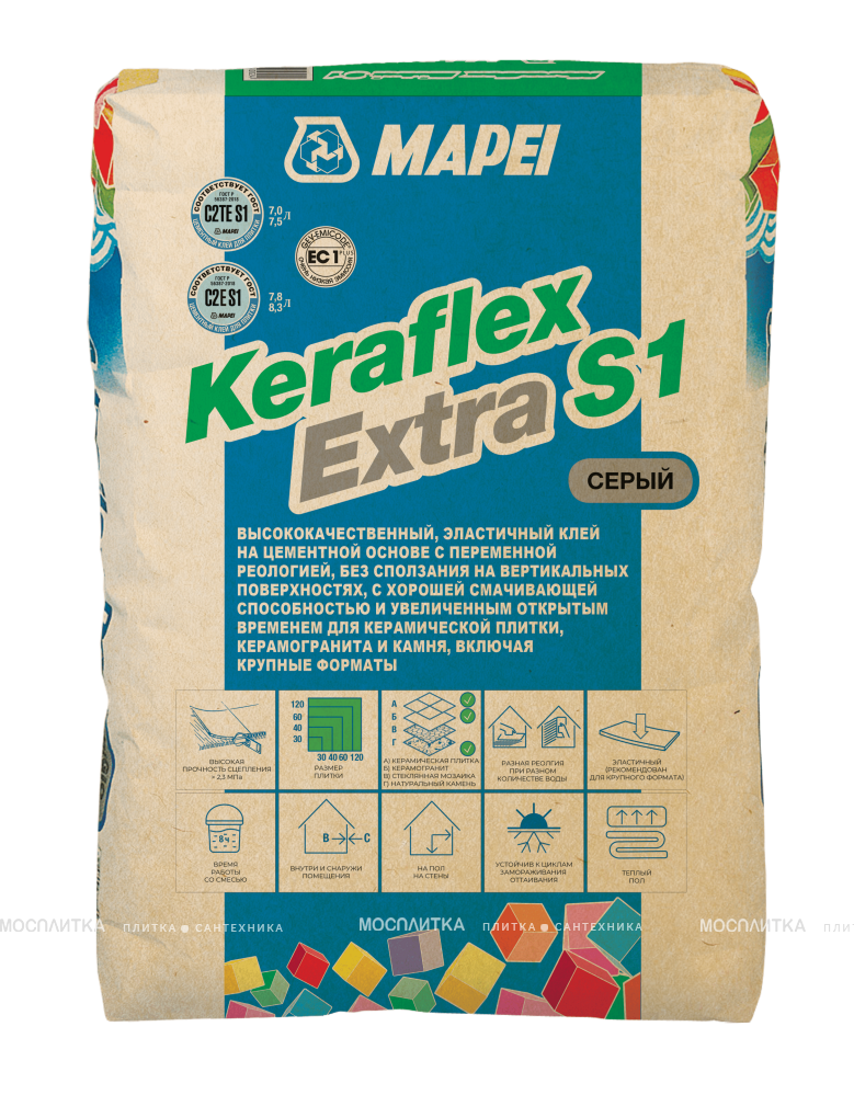 Клей для плитки Keraflex Extra S1 Grey 25 кг
