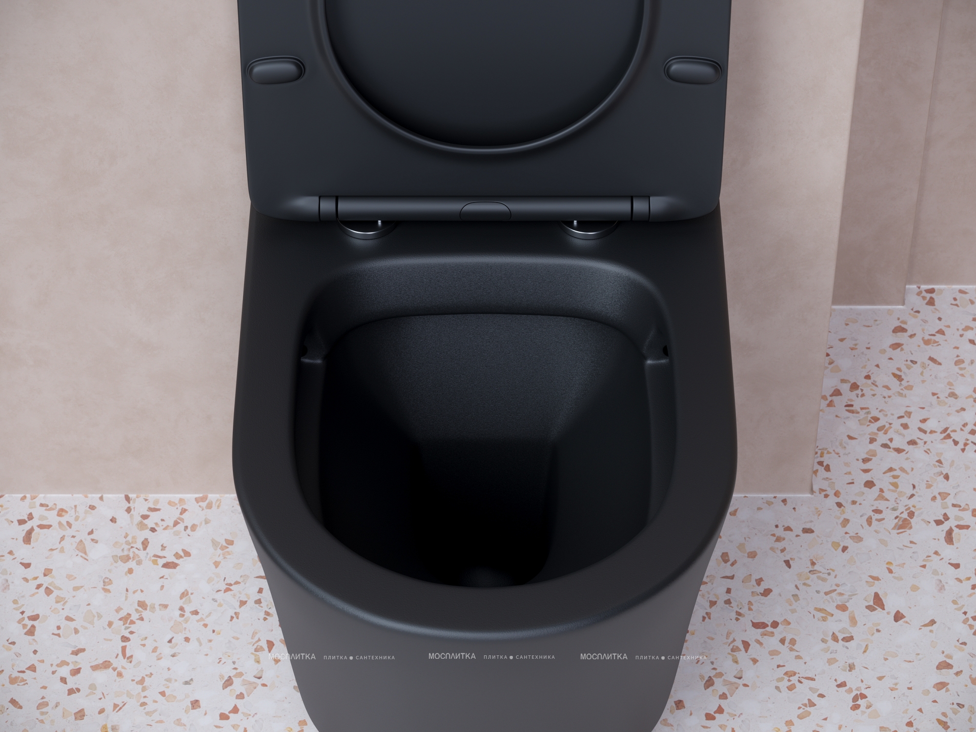 Комплект подвесной безободковый унитаз Ceramica Nova Balearica CN6000MB черный матовый с сиденьем микролифт + инсталляция Geberit Delta 458.149.21.1 с кнопкой, хром глянцевый - изображение 5