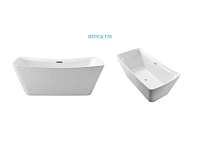 Акриловая ванна Aquatek Верса 178х80х63, отдельностоящая, в комплекте со сливом и ножками, белая глянцевая, AQ-48801