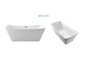 Акриловая ванна Aquatek Верса 178х80х63, отдельностоящая, в комплекте со сливом и ножками, белая глянцевая, AQ-4880