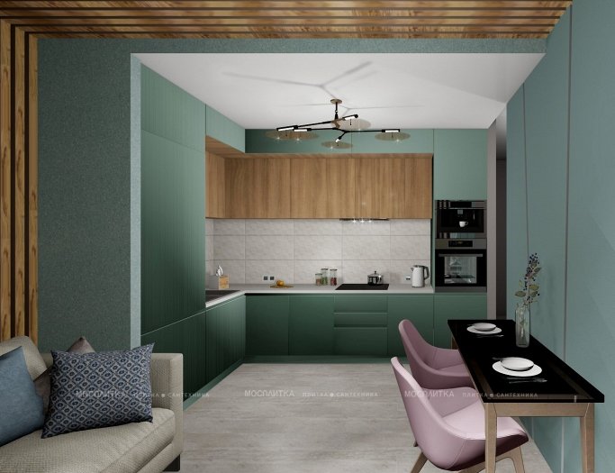 Дизайн Кухня в стиле Современный в зеленом цвете №12620 - 3 изображение