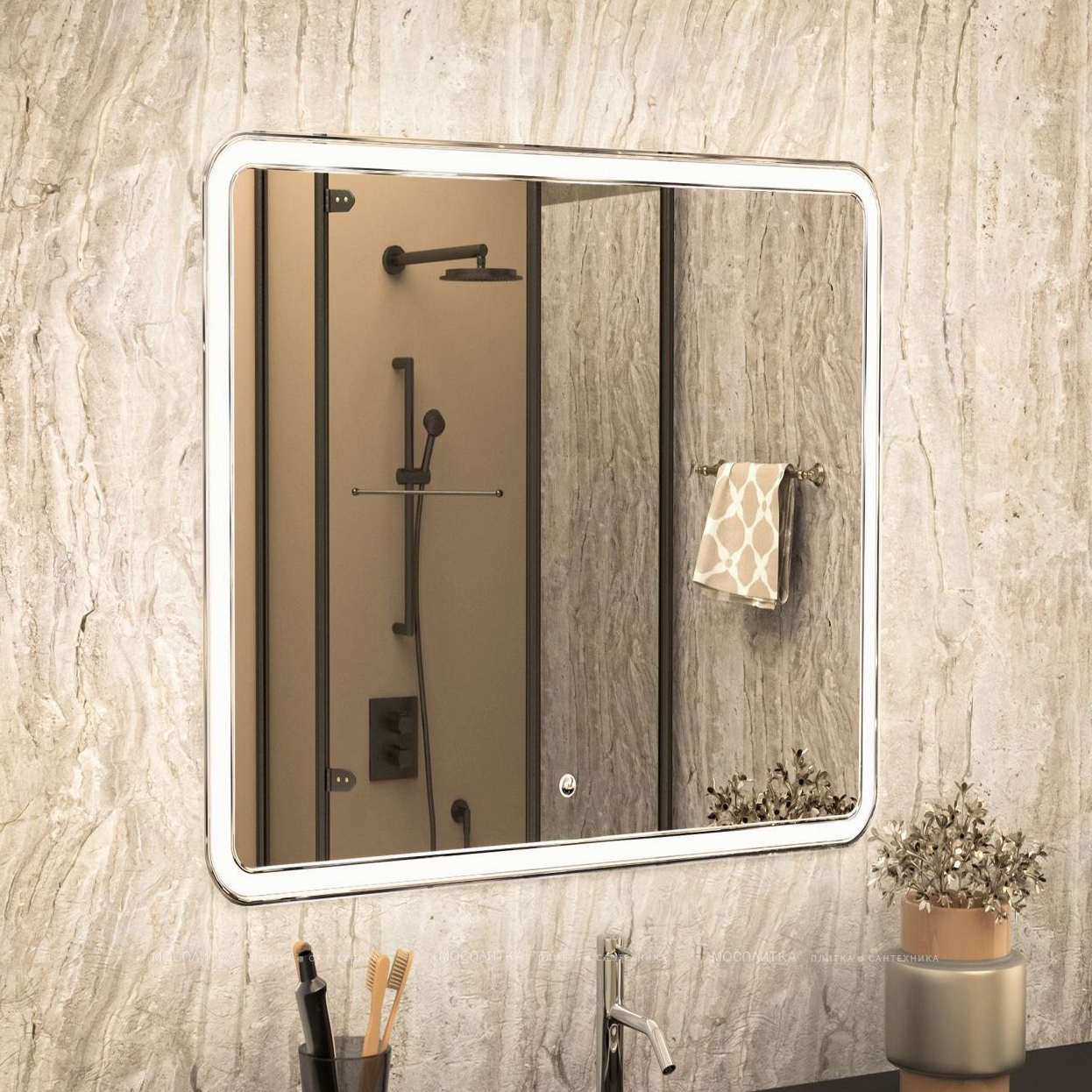 Зеркало Art&Max Vita 80 см AM-Vit-800-800-DS-F с подсветкой - изображение 2