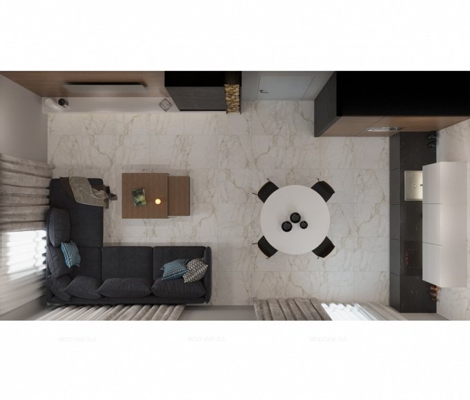 Дизайн Кухня-гостиная в стиле Современный в коричневом цвете №12975 - 3 изображение