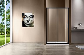 Душевая дверь Vincea Garda 145х190 VDS-1G145CLB, профиль черный, стекло прозрачное