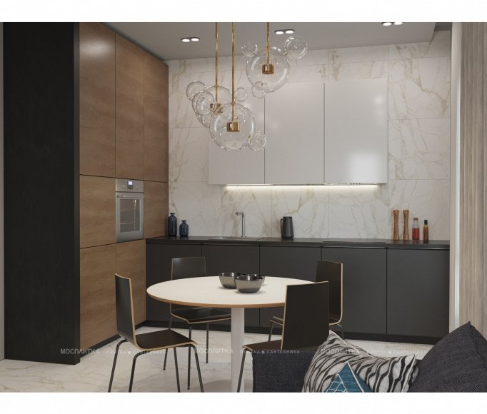 Дизайн Кухня-гостиная в стиле Современный в коричневом цвете №12975 - 2 изображение