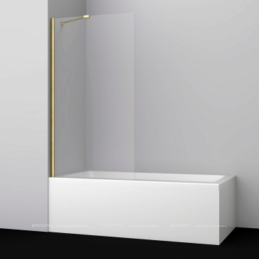 Шторка для ванны Wasserkraft Aisch 80х140 см 55P01-80 Fixed профиль золото, стекло прозрачное - 2 изображение