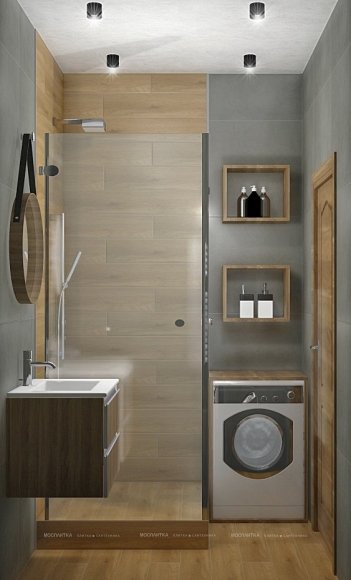 Дизайн Ванная в стиле Лофт в сером цвете №12400 - 6 изображение