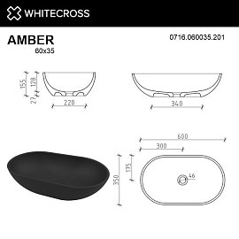 Раковина Whitecross Amber 60 см 0716.060035.201 матовая черная